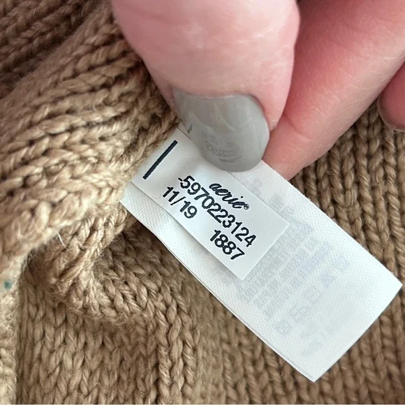 Aerie Cotton Tunic Sweater, Camel Tan, Small - Picture 7 of 9